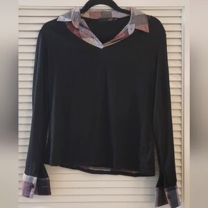 DJT - Black & Plaid Long-Sleeve Top